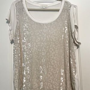 Forever 21+ white velour leopard print tee